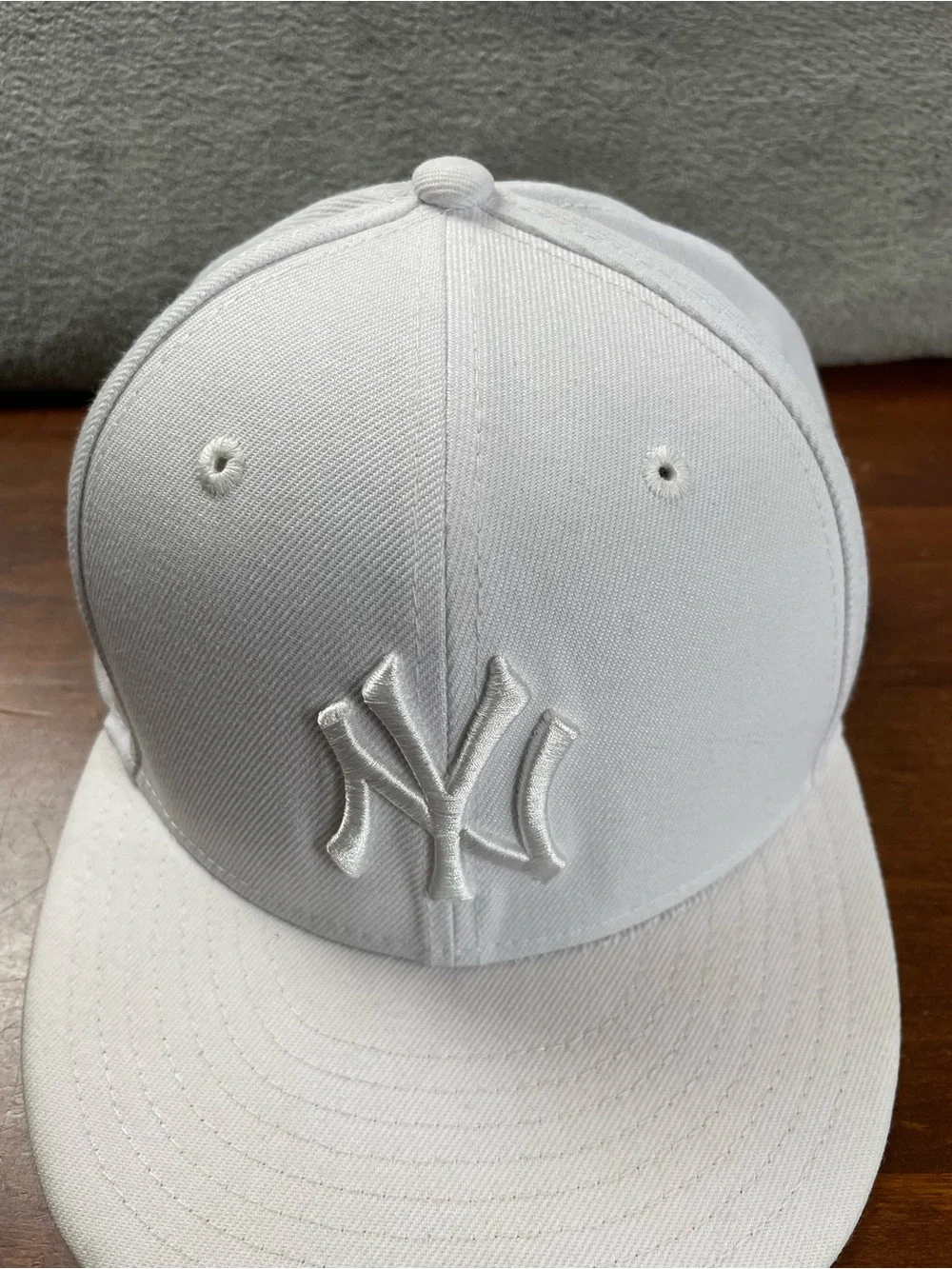 New York Yankees Hat Cap Fitted Mens 7 3/8 White MLB Harlem New Era 59FIFTY
